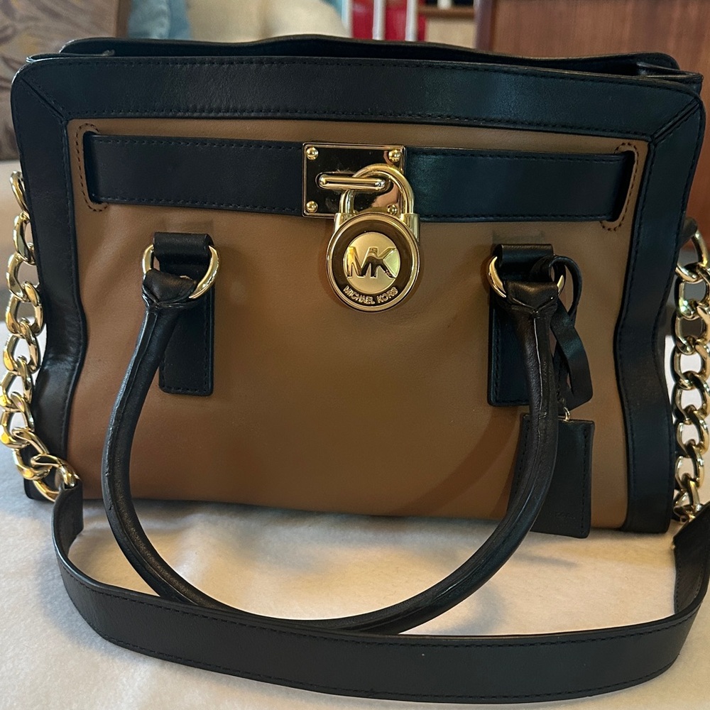 Michael Kors Black and Tan Purse